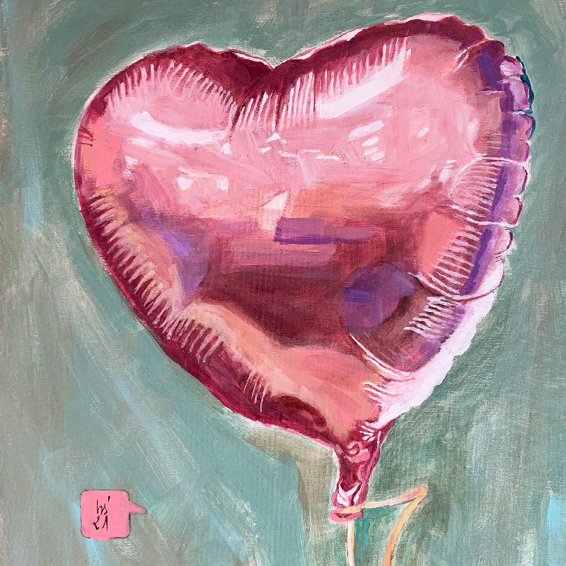Rosa Luftballonin Herzform